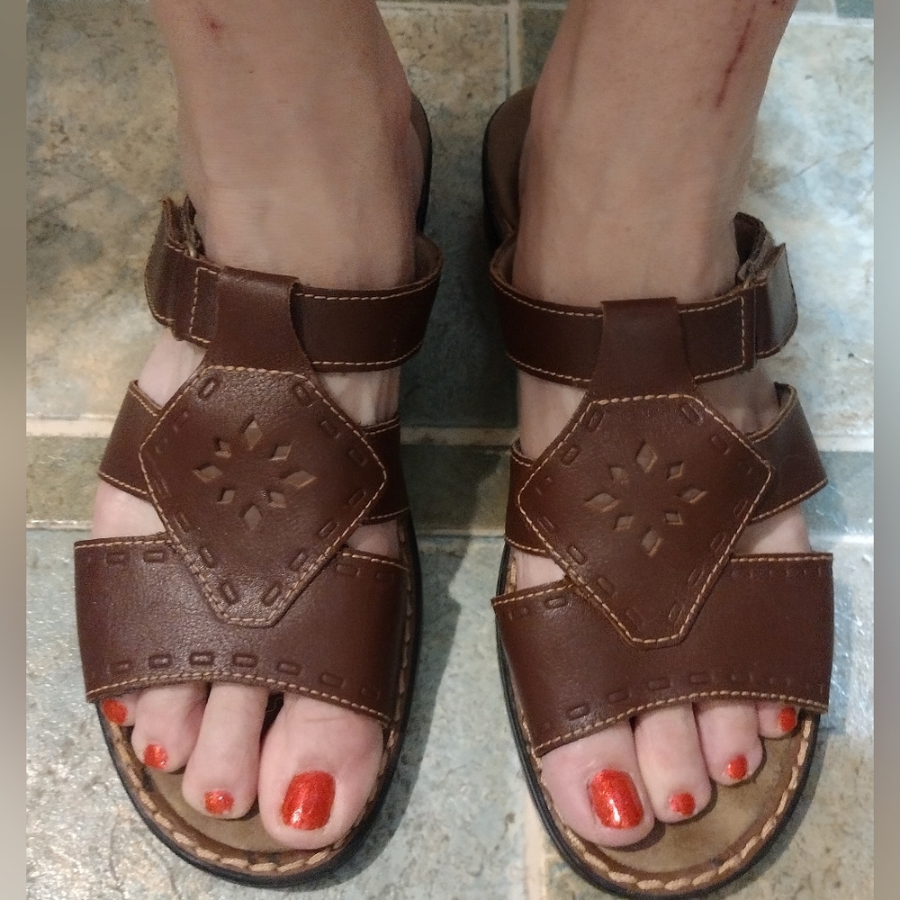 Clarks Dark Brown Leather Sandals #3
